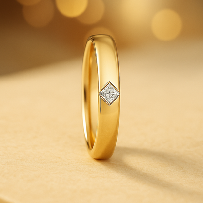 Aliança 15 Pontos Princesa Moissanite Banhada a Ouro 18k