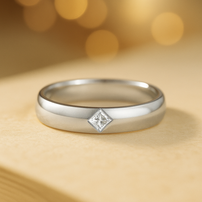 Aliança 15 Pontos Princesa Moissanite Banhada a Ouro 18k