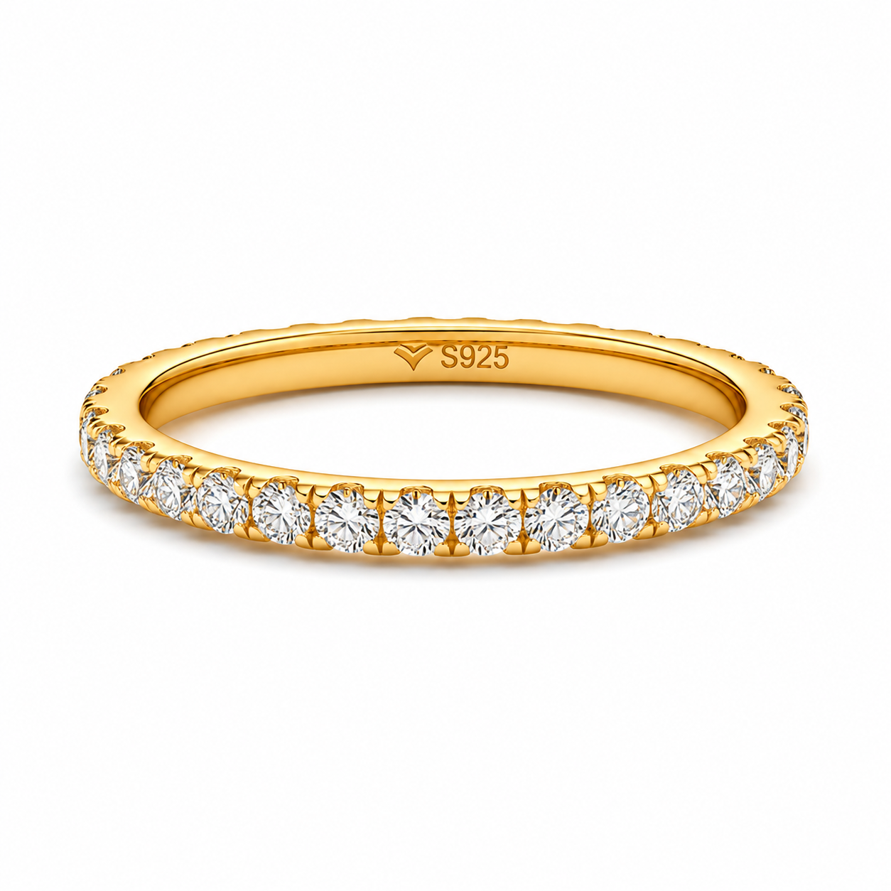 Aliança 100 Pontos Moissanite Banhada a Ouro 18k