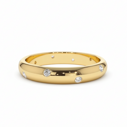 Aliança Ergonômica 15 Pontos Moissanite Banhada a Ouro 18k