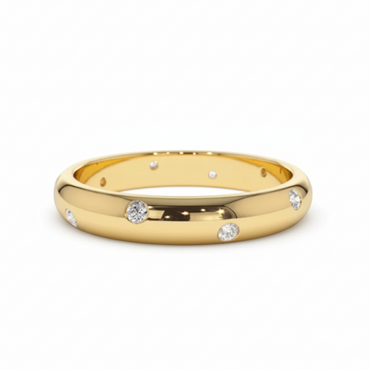 Aliança Ergonômica 15 Pontos Moissanite Banhada a Ouro 18k