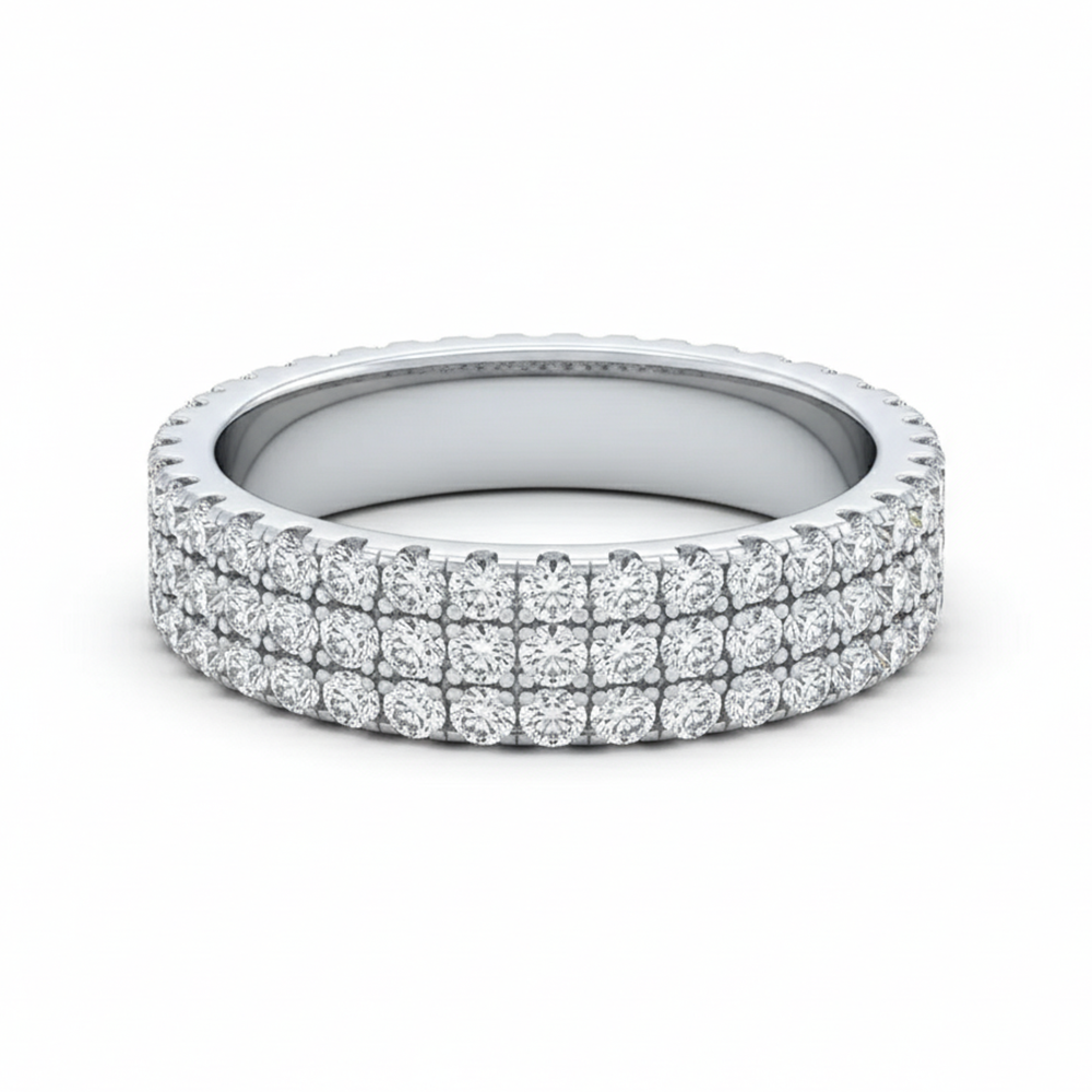 Aliança Moissanites Cravejados Banhada a Ouro 18k