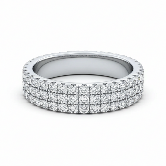 Aliança Moissanites Cravejados Banhada a Ouro 18k