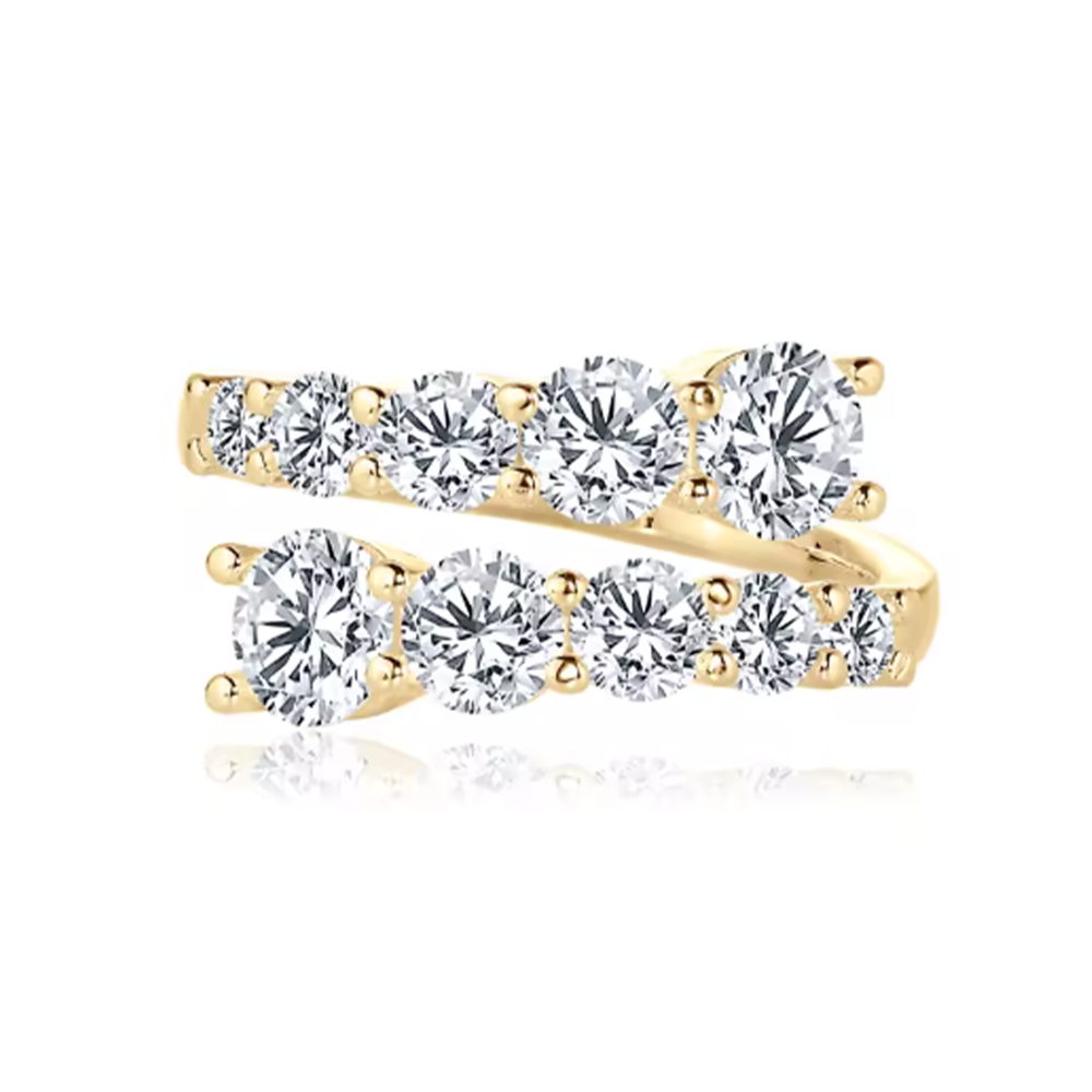 Anel 10 Pedras Moissanite Banhado a Ouro 18k