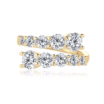 Anel 10 Pedras Moissanite Banhado a Ouro 18k