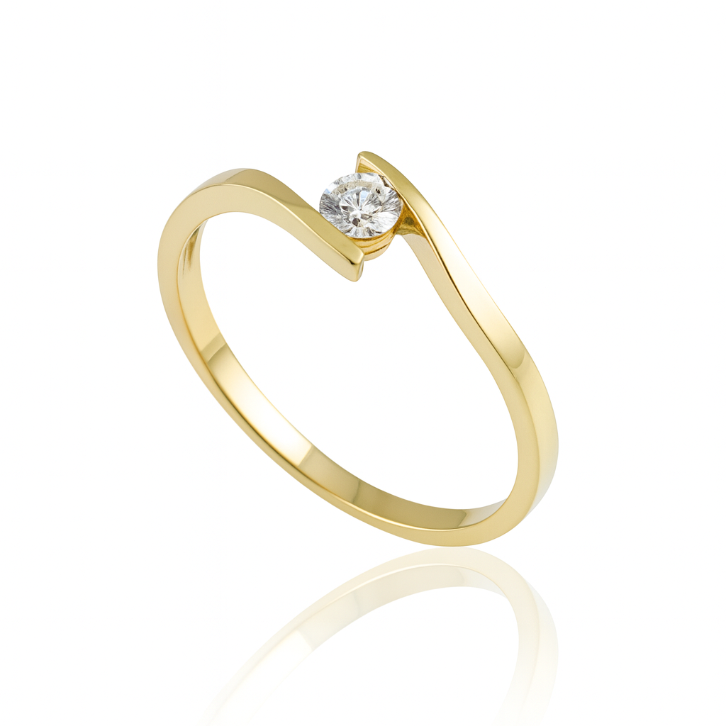 Anel Solitário Polaris Moissanite 3mm em Ouro 18k