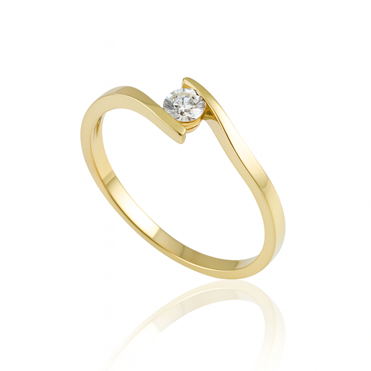 Anel Solitário Polaris Moissanite 3mm em Ouro 18k