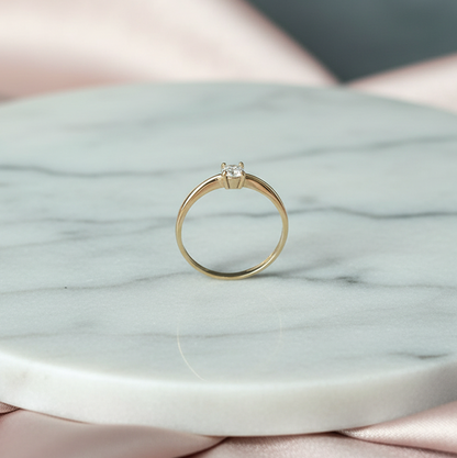 Anel Solitário Sirius Moissanite 4mm em Ouro 18k