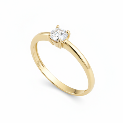 Anel Solitário Sirius Moissanite 4mm em Ouro 18k