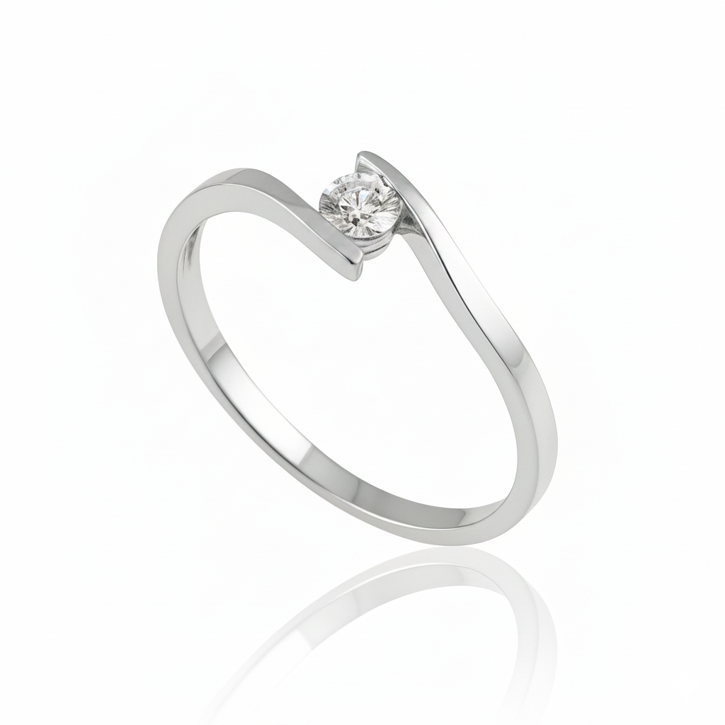 Anel Solitário Polaris Moissanite 3mm em Ouro 18k