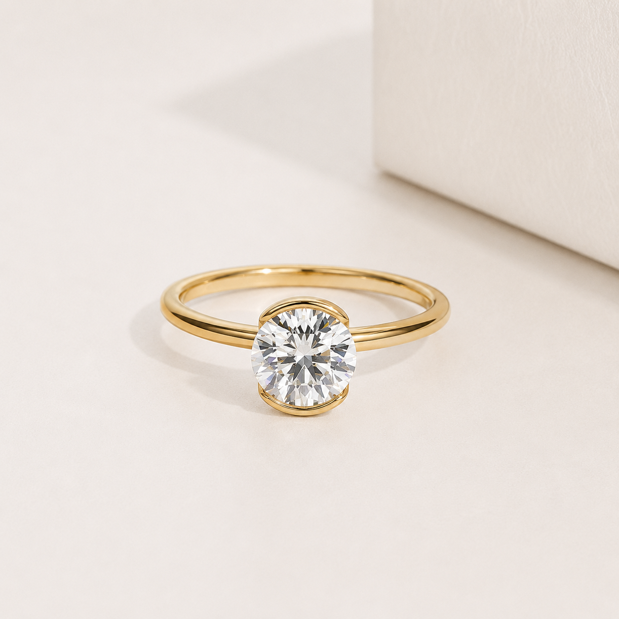 Anel Solitário Alça Dupla Moissanite Banhado a Ouro 18k