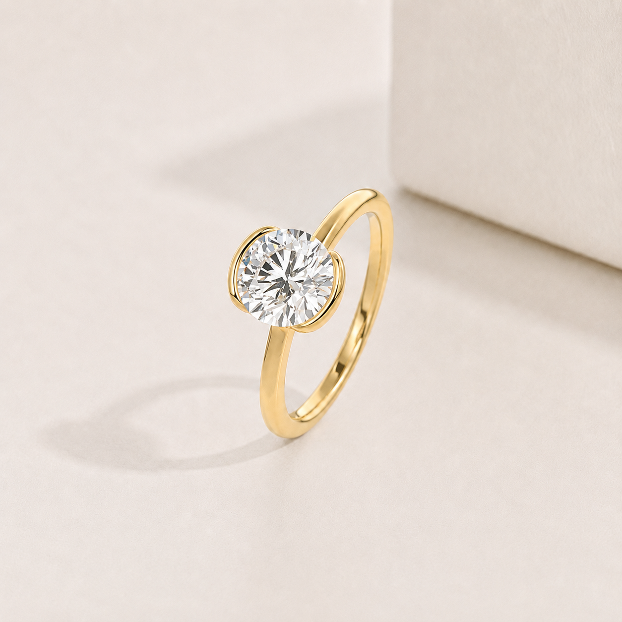 Anel Solitário Alça Dupla Moissanite Banhado a Ouro 18k