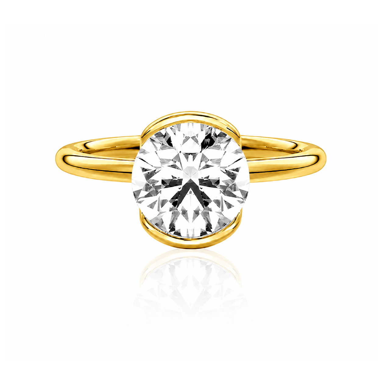 Anel Solitário Alça Dupla Moissanite Banhado a Ouro 18k