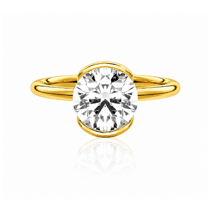 Anel Solitário Alça Dupla Moissanite Banhado a Ouro 18k