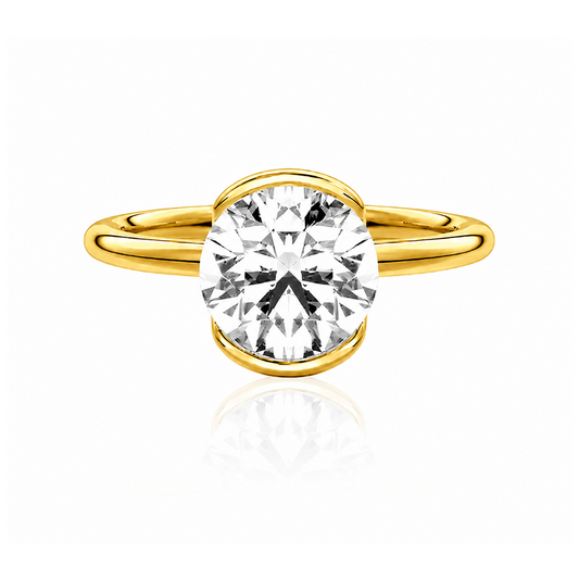 Anel Solitário Alça Dupla Moissanite Banhado a Ouro 18k