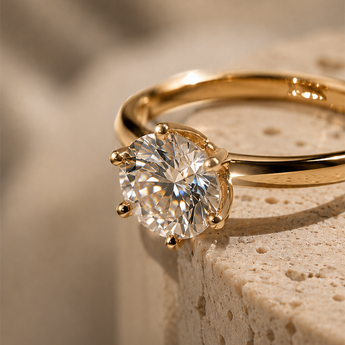 Anel Solitário Solara Moissanite em Ouro 18k