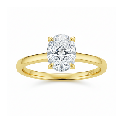 Anel Elegância Oval Moissanite Banhado a Ouro 18k