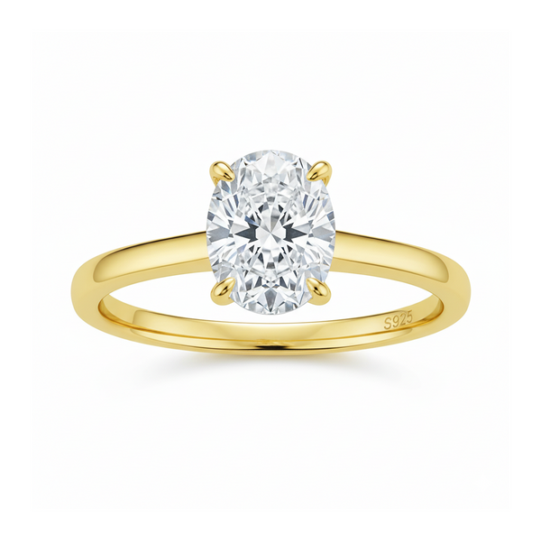 Anel Elegância Oval Moissanite Banhado a Ouro 18k
