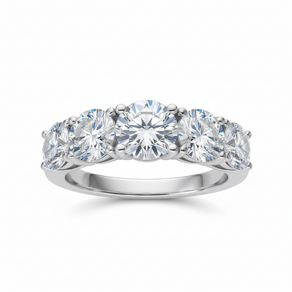 Anel Penta Brilhante Moissanite Banhado a Ouro 18k