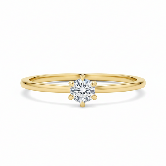 Anel Solitário Sereno Moissanite Banhado a Ouro 18k