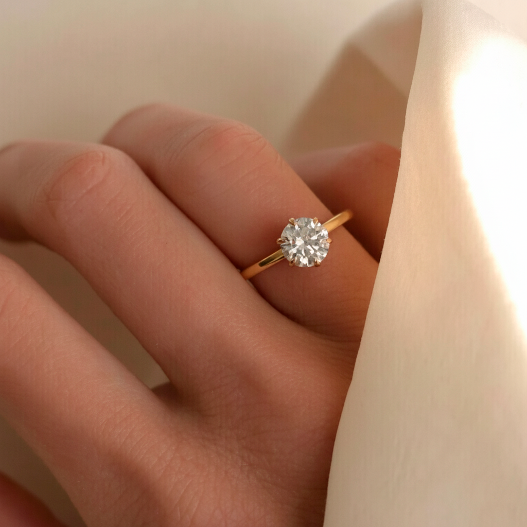 Anel Solitário Moissanite Gold Banhado a Ouro 18k