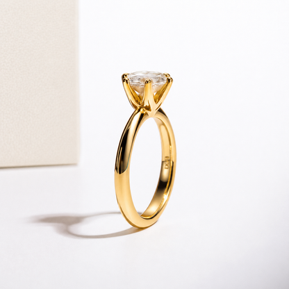 Anel Solitário Moissanite Gold Banhado a Ouro 18k