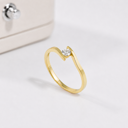Anel Solitário Polaris Moissanite 3mm em Ouro 18k