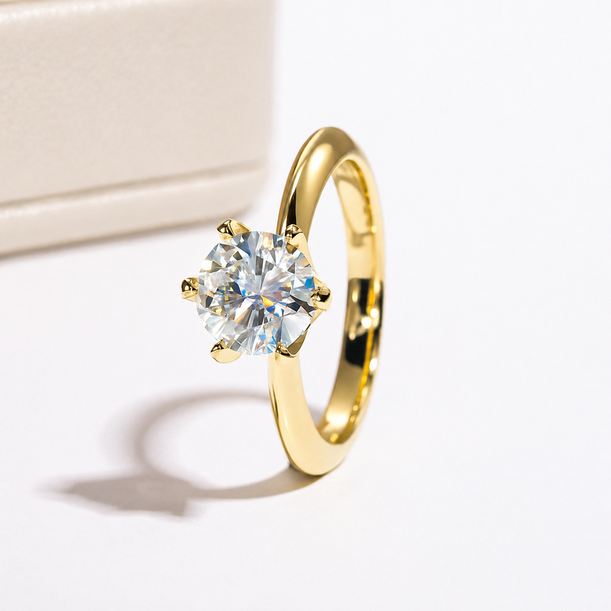 Anel Solitário Moissanite Gold Banhado a Ouro 18k