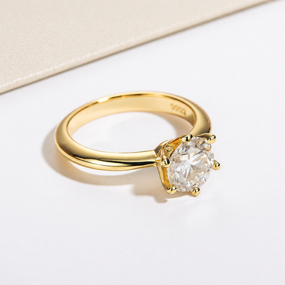 Anel Solitário Moissanite Gold Banhado a Ouro 18k