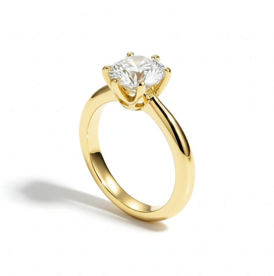 Anel Solitário Solara Moissanite em Ouro 18k