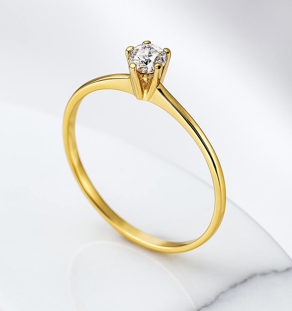 Anel Solitário Vega Moissanite 2mm em Ouro 18k