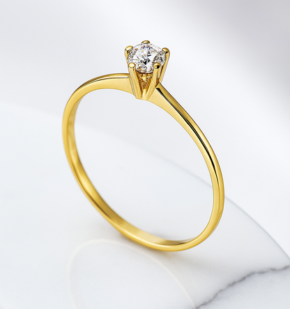 Anel Solitário Vega Moissanite 2mm em Ouro 18k