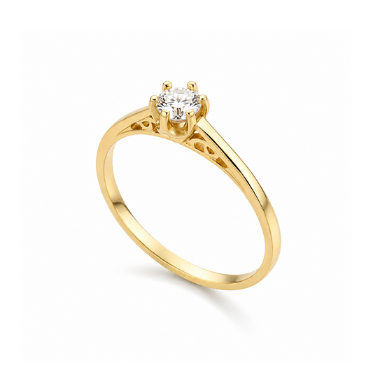 Anel Solitário Aurora Moissanite 3,5mm em Ouro 18k