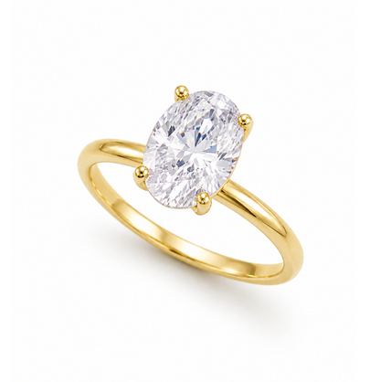 Anel Solitário Lyra Oval Moissanite em Ouro 18k