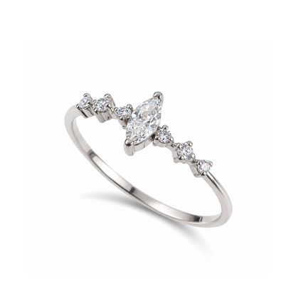 Anel Solitário Alira Navete Moissanite em Ouro 18k
