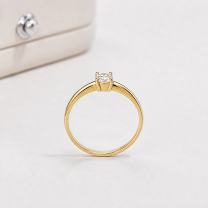 Anel Solitário Sirius Moissanite 4mm em Ouro 18k