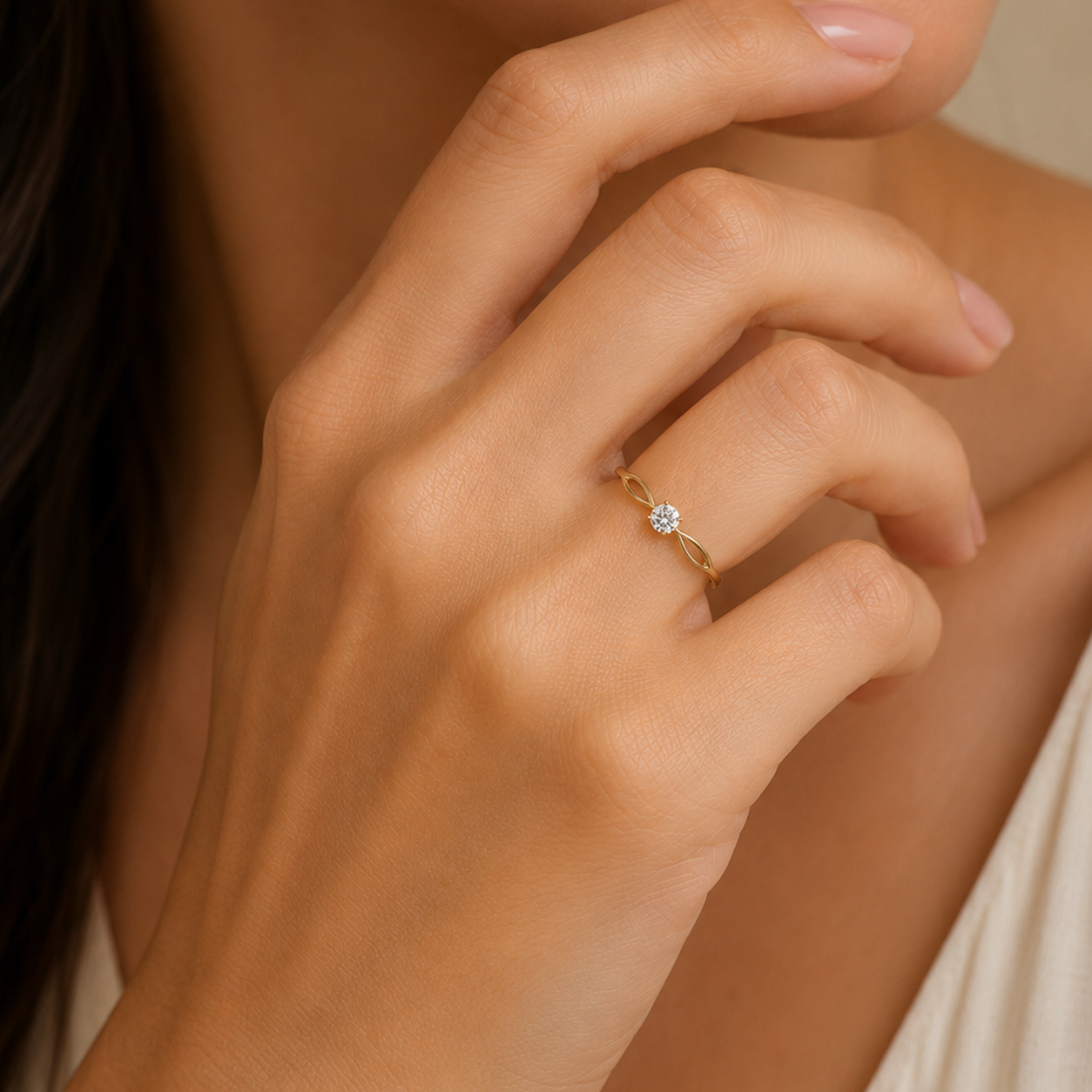Anel Solitário Veneza Moissanite 3,5mm em Ouro 18k