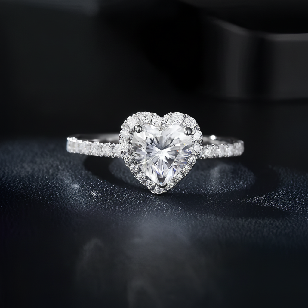 Anel Sweet Heart Moissanite Cravejado Banhado a Ouro 18k