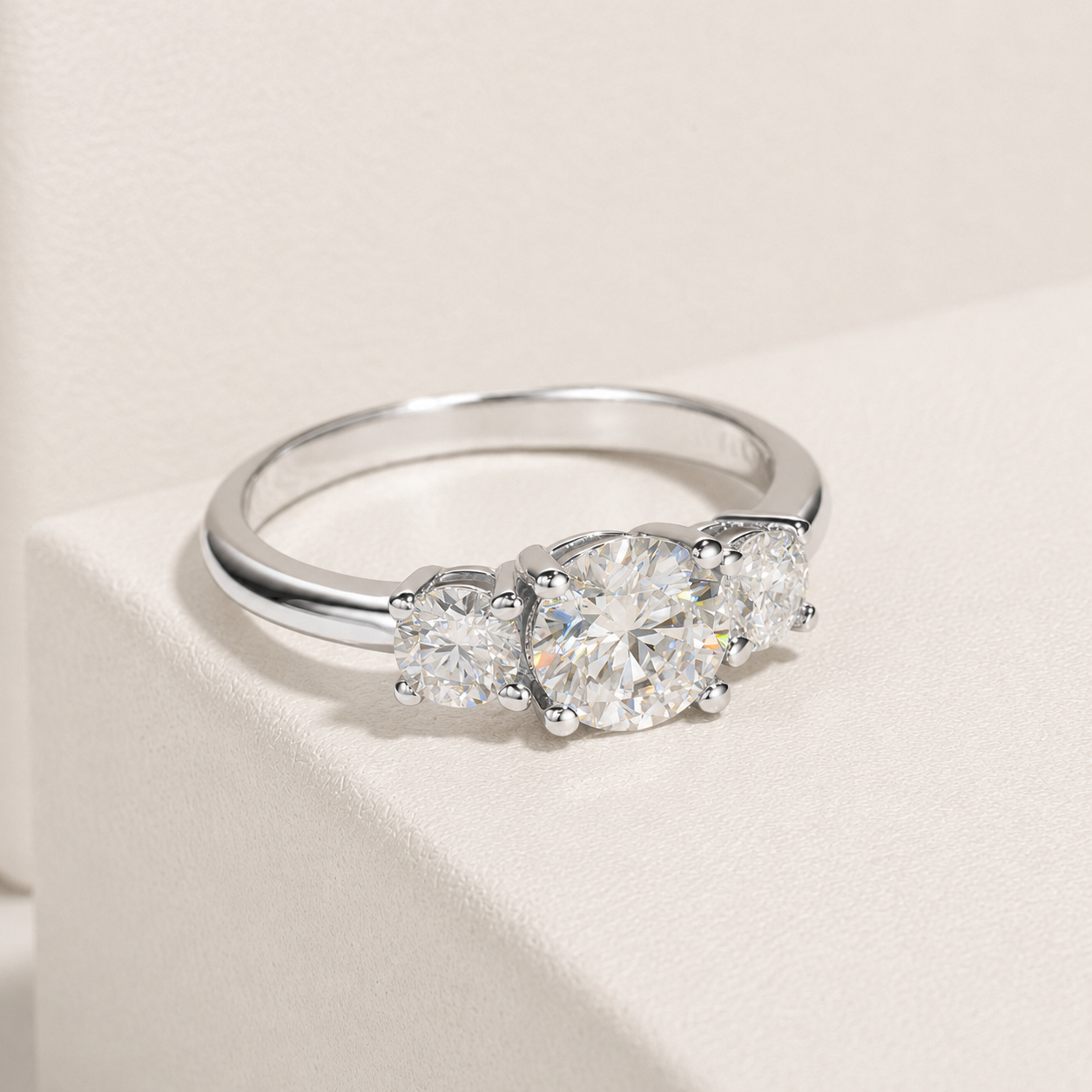Anel Triplo Brilho Moissanite Banhado a Ouro 18k