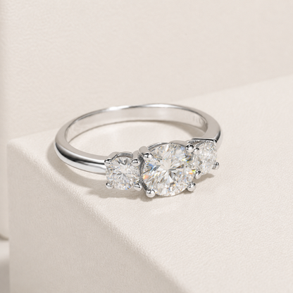Anel Triplo Brilho Moissanite Banhado a Ouro 18k