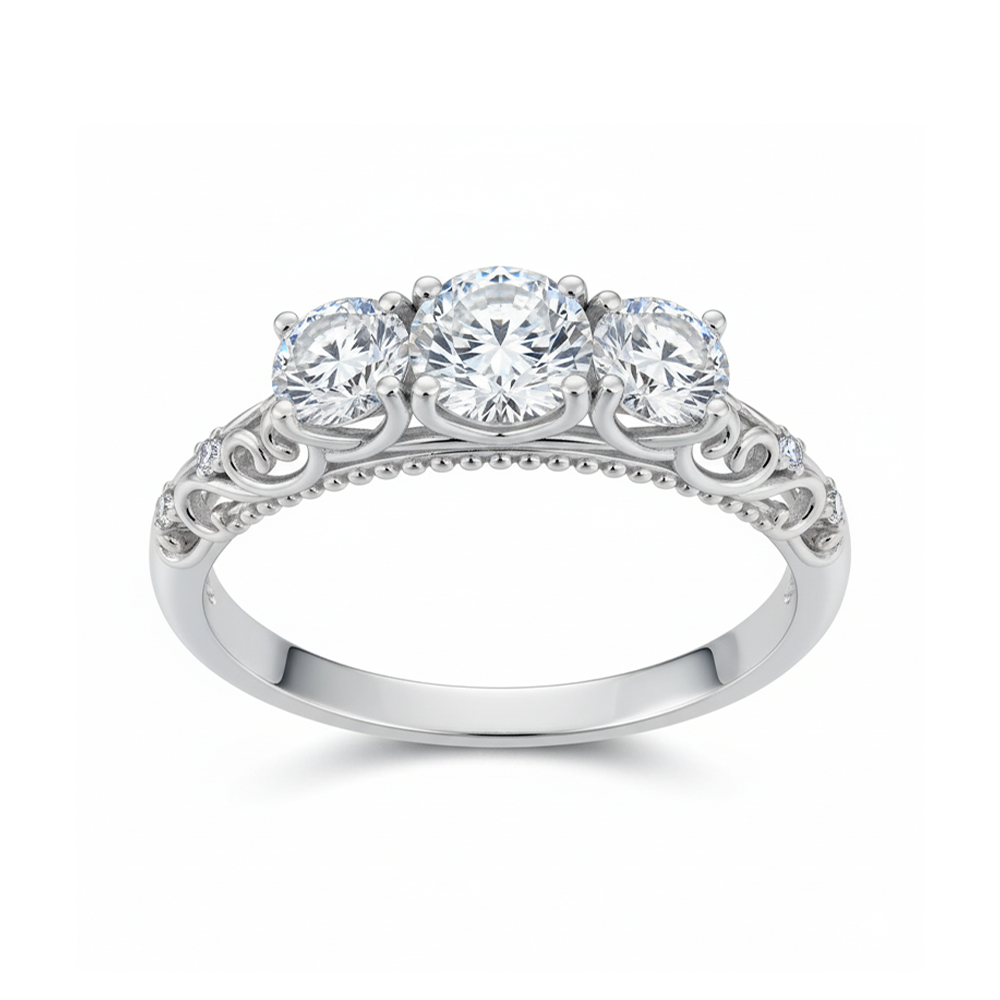 Anel Triplo Moissanite Banhado a Ouro 18k