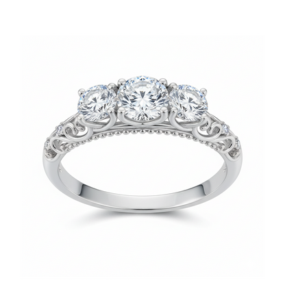 Anel Triplo Moissanite Banhado a Ouro 18k