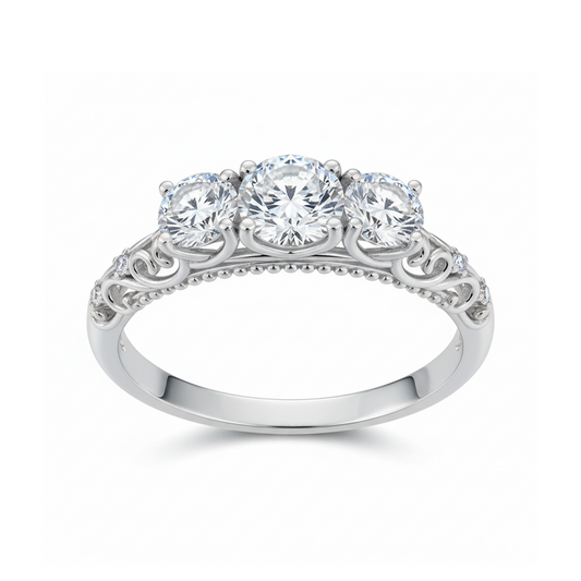 Anel Triplo Moissanite Banhado a Ouro 18k