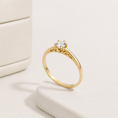 Anel Solitário Aurora Moissanite 3,5mm em Ouro 18k
