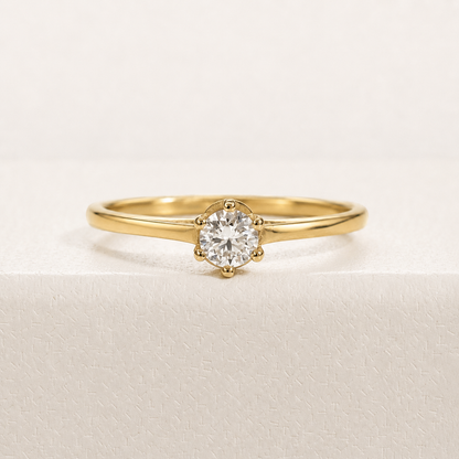 Anel Solitário Aurora Moissanite 3,5mm em Ouro 18k