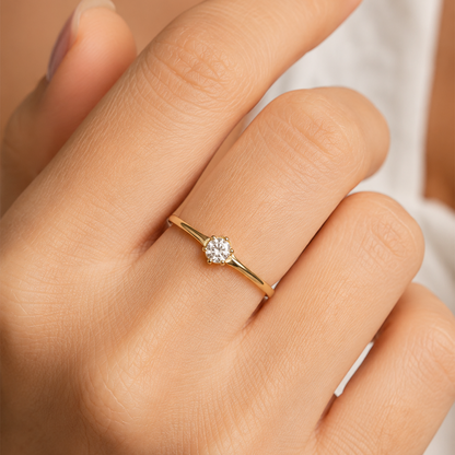 Anel Solitário Aurora Moissanite 3,5mm em Ouro 18k