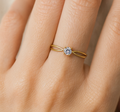 Anel Solitário Veneza Moissanite 3,5mm em Ouro 18k