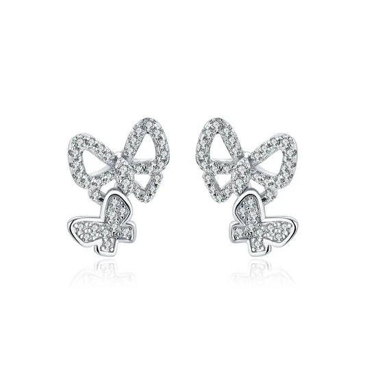 Brinco Borboletas Moissanite - Loratta 