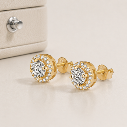Brinco Cravejado Moissanite Banhado a Ouro 18k