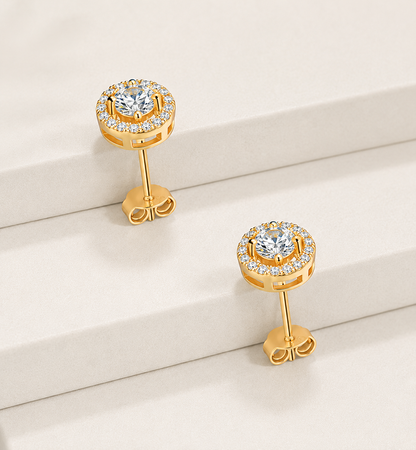 Brinco Cravejado Moissanite Banhado a Ouro 18k